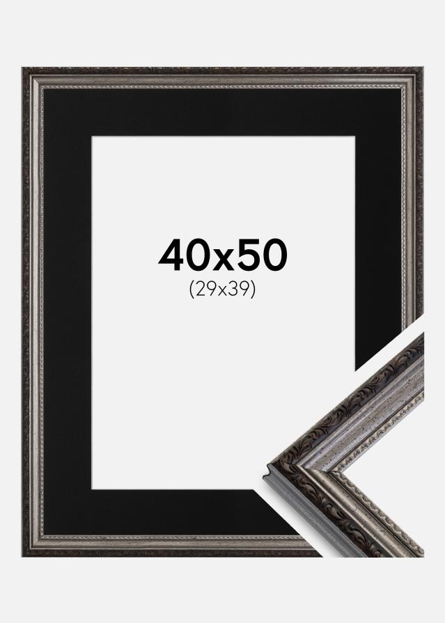 Ramme Abisko Sølv 40x50 cm - Passepartout Svart 30x40 cm