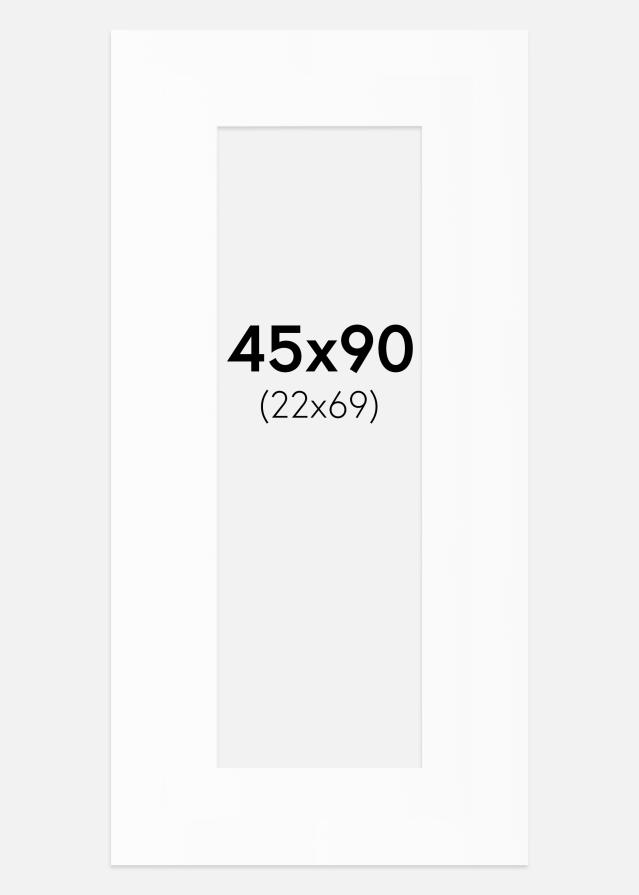 Passepartout Hvit Standard (Hvit kerne) 45x90 cm (22x69)