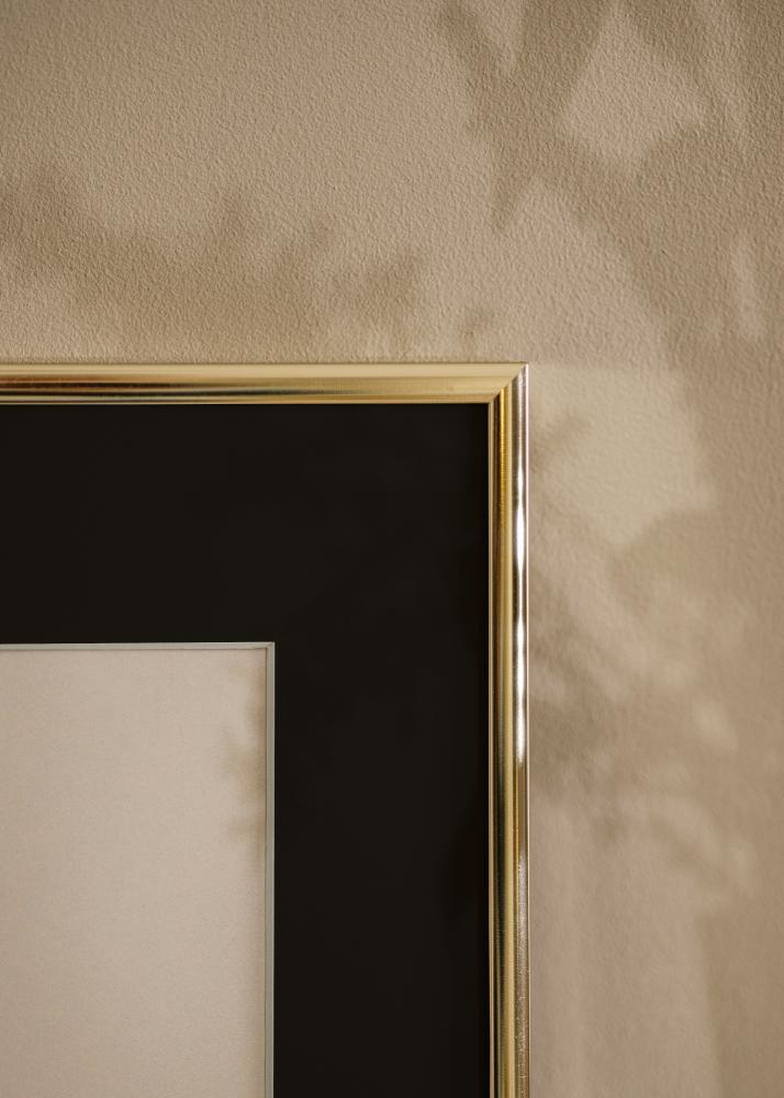 Ramme Aluminium Blank Gull 70x100 cm - Passepartout Svart 62x85 cm