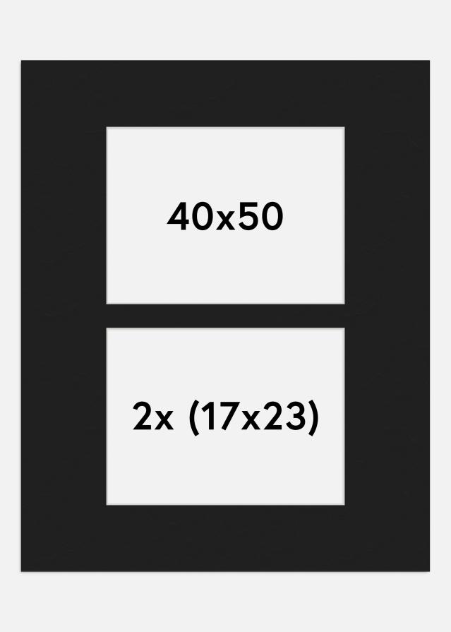 Passepartout Svart 40x50 cm - Collage 2 Bilder (17x23 cm)