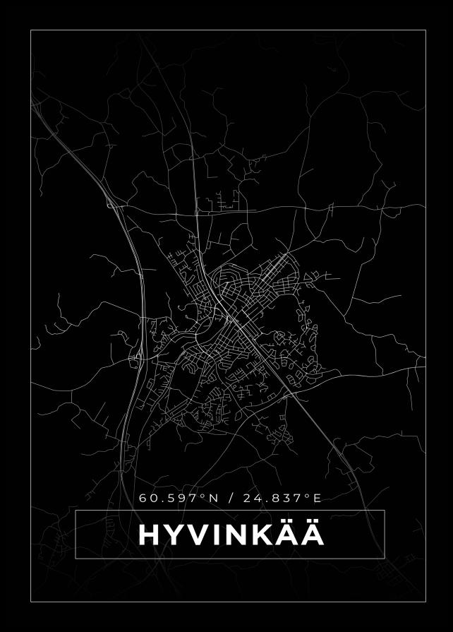 Kart - Hyvinkää - Svart Plakat