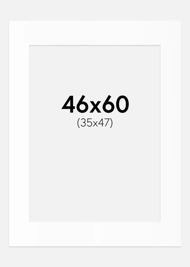 Passepartout Hvit Standard (Hvit kerne) 46x60 cm (35x47)