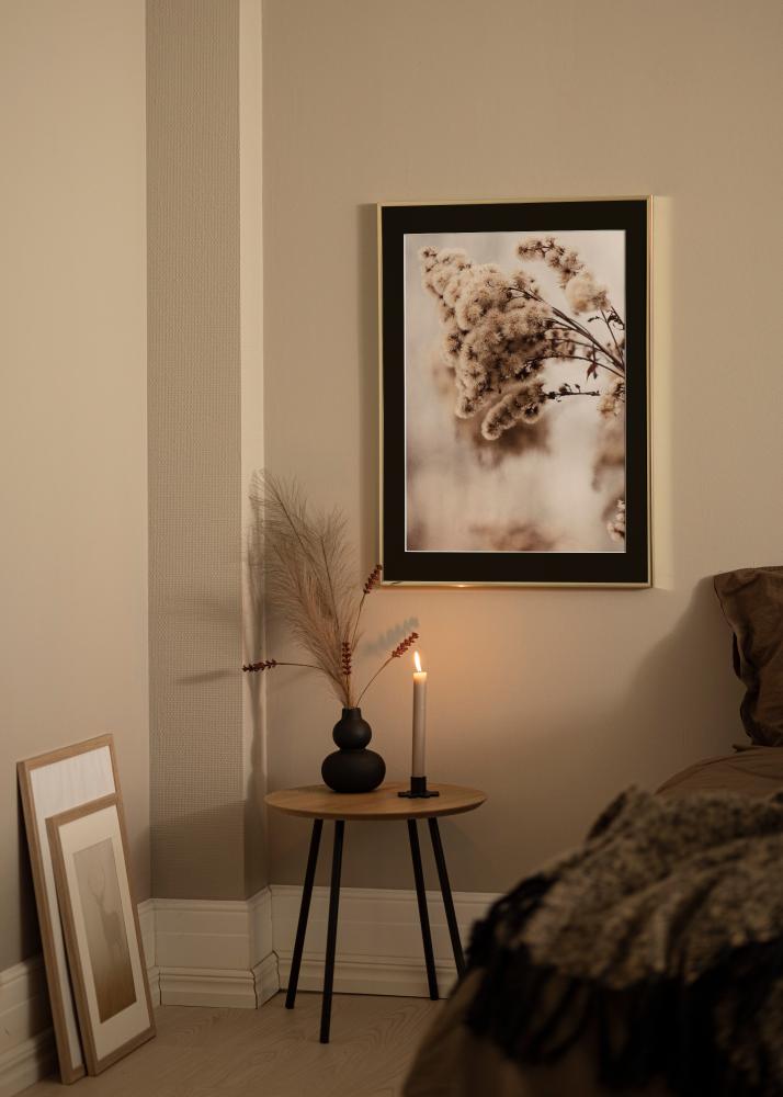 Ramme Aluminium Blank Gull 70x100 cm - Passepartout Svart 62x85 cm