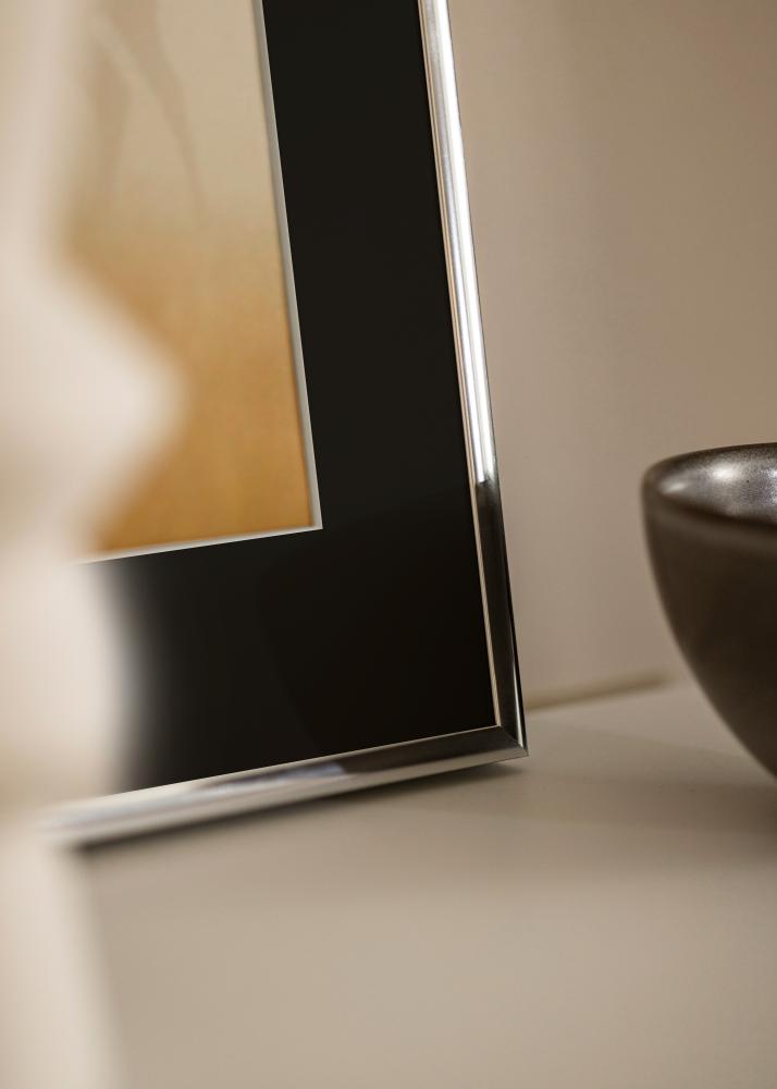 Ramme Aluminium Blank Sølv 70x100 cm - Passepartout Svart 62x85 cm