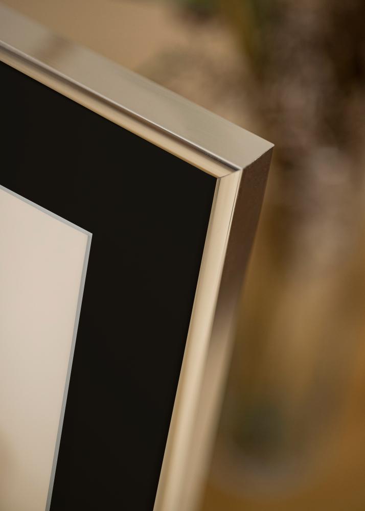 Ramme Aluminium Blank Sølv 70x100 cm - Passepartout Svart 62x85 cm