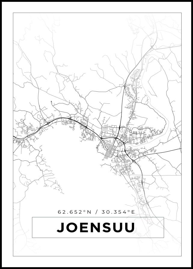 Kart - Joensuu - Hvit Plakat
