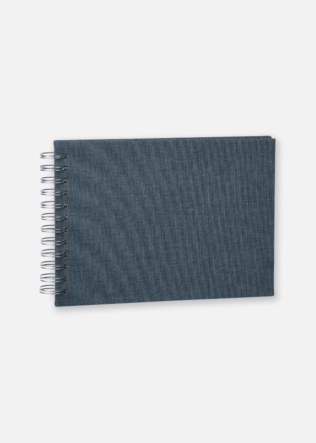 Base Line Canvas Wire-O Blå 23x17 cm (40 Hvite sider / 20 Ark)