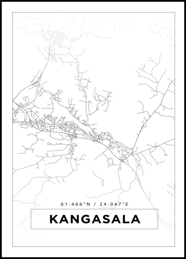 Kart - Kangasala - Hvit Plakat