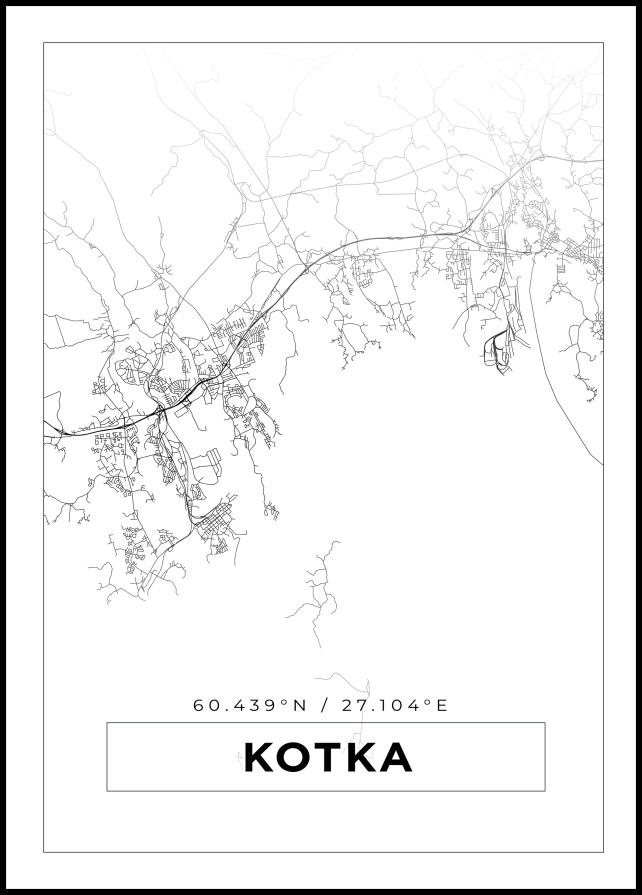Kart - Kotka - Hvit Plakat