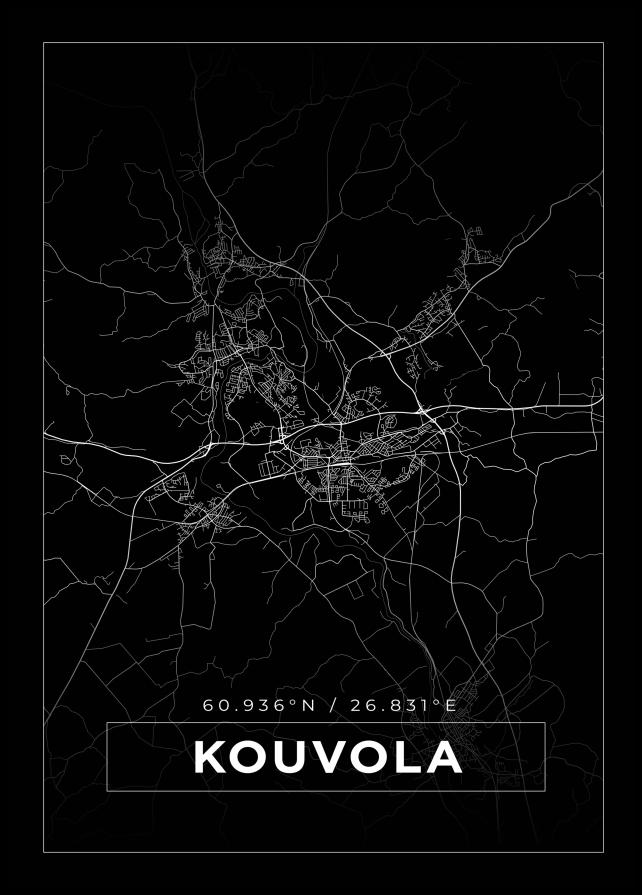 Kart - Kouvola - Svart Plakat