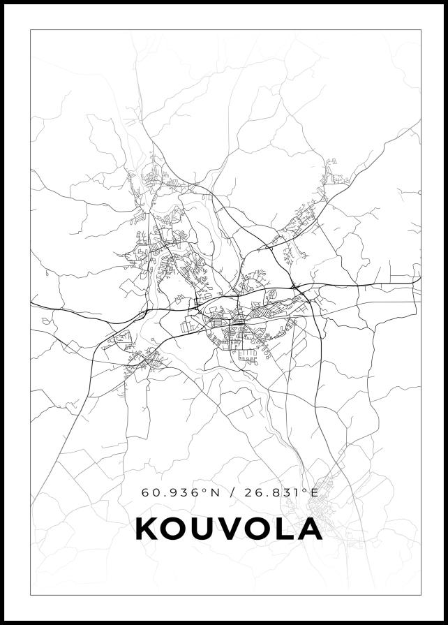 Kart - Kouvola - Hvit Plakat