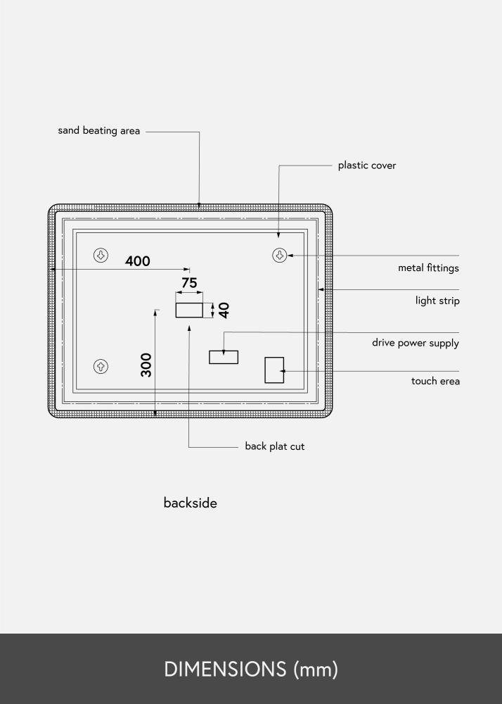 KAILA Speil Soft Edges LED 60x80 cm