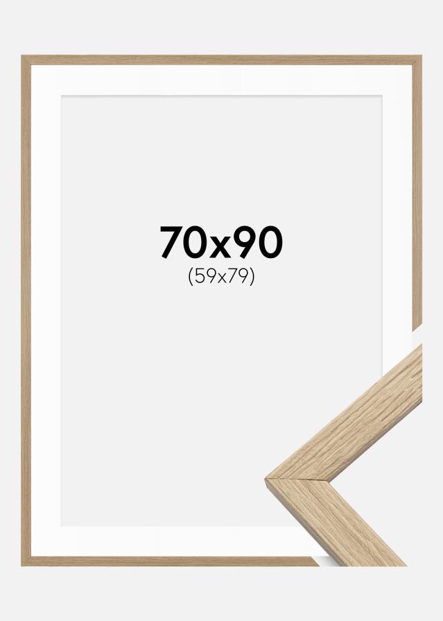 Ramme Stilren Eik 70x90 cm - Passepartout Hvit 60x80 cm