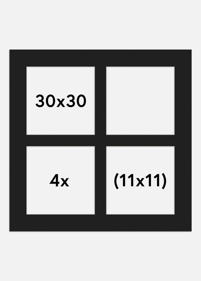 Passepartout Svart 30x30 cm - Collage 4 Bilder (11x11 cm)