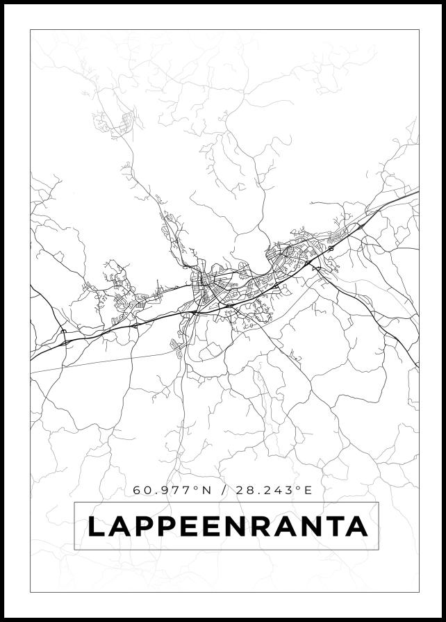 Kart - Lappeenranta - Hvit Plakat