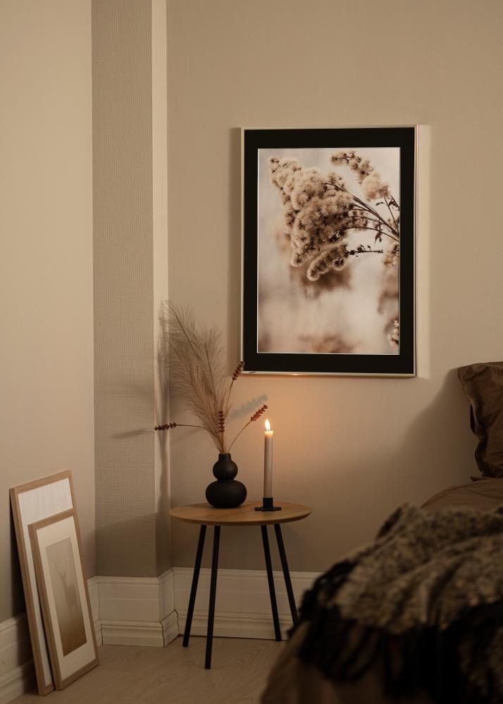 Ramme Aluminium Blank Sølv 70x100 cm - Passepartout Svart 62x85 cm