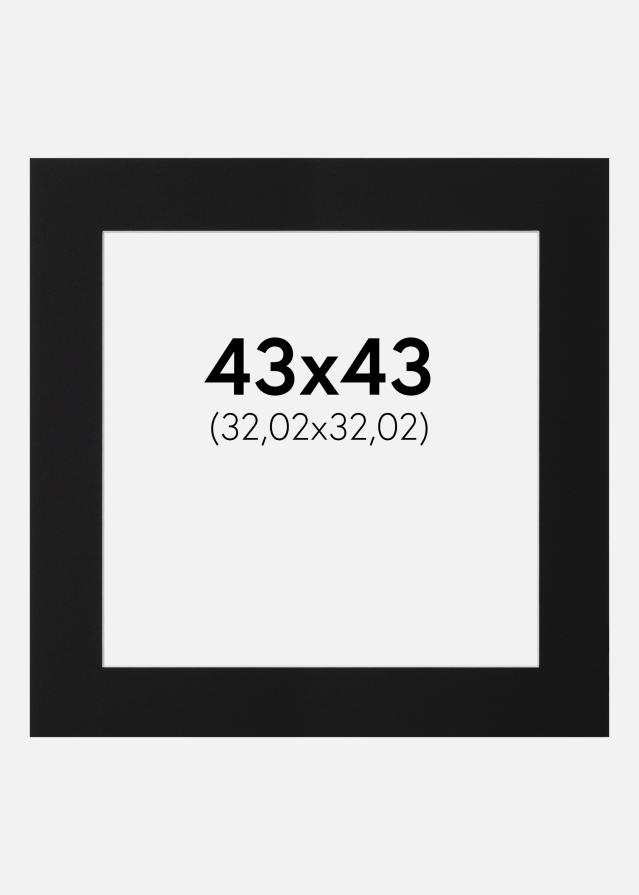 Passepartout Svart Standard (Hvit kjerne) 43x43 cm (32,02x32,02)