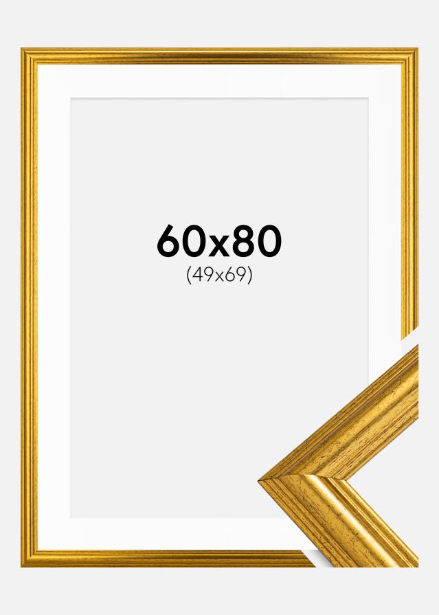 Ramme Västkusten Gull 60x80 cm - Passepartout Hvit 50x70 cm