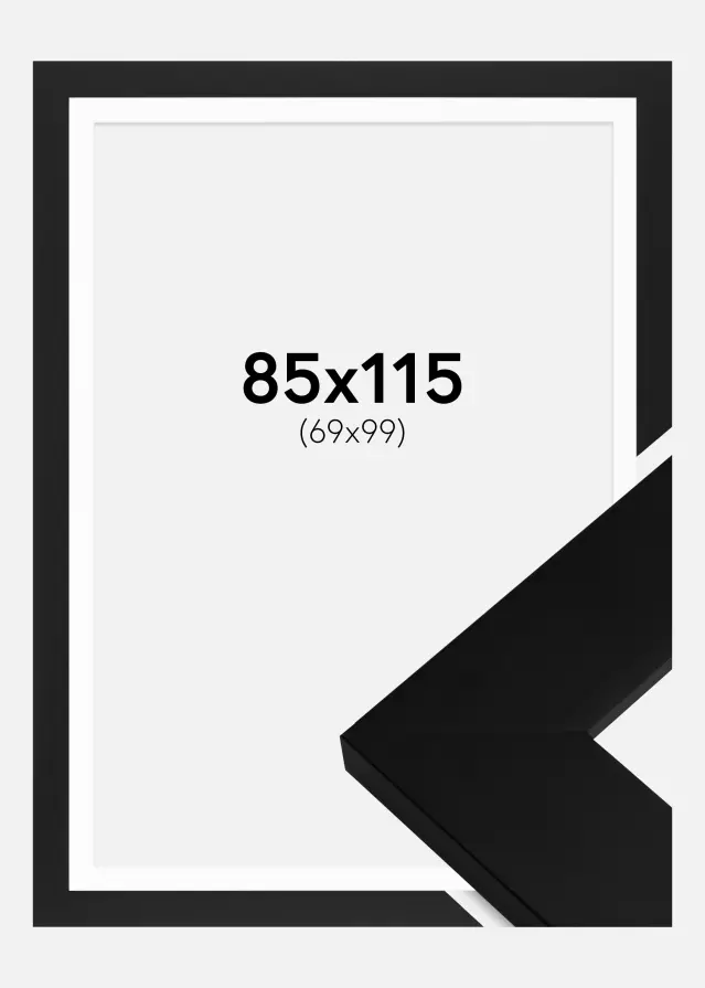 Härjedalen Svart 85x115 cm - Passepartout Hvit 70x100 cm