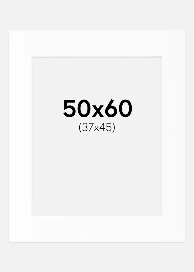 Passepartout Hvit Standard (Hvit kerne) 50x60 cm (37x45)