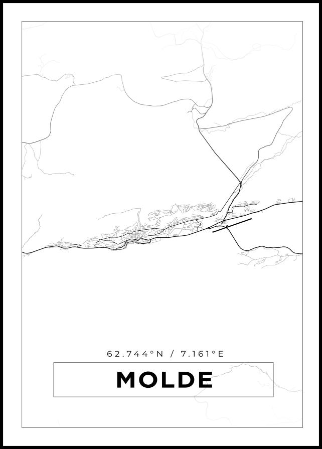 Kart - Molde - Hvit Plakat