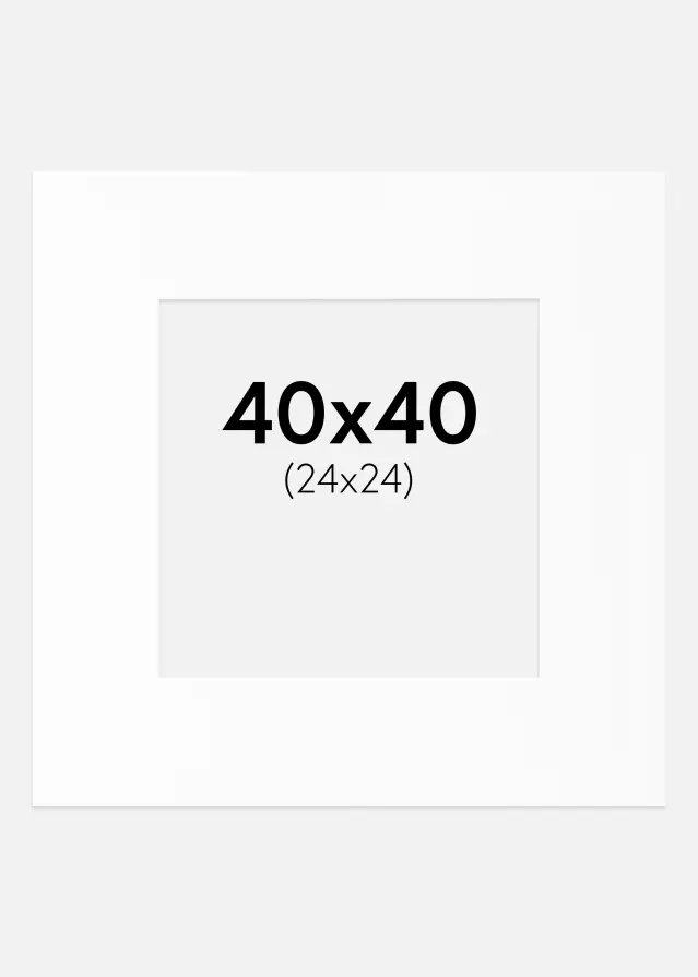 Passepartout Hvit Standard (Hvit kerne) 40x40 cm (24x24)