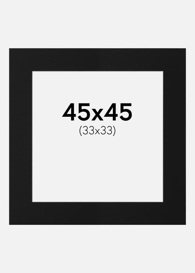 Passepartout Svart Standard (Hvit kjerne) 45x45 cm (33x33)