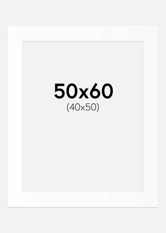 Passepartout Hvit Standard (Hvit kerne) 50x60 cm (40x50)