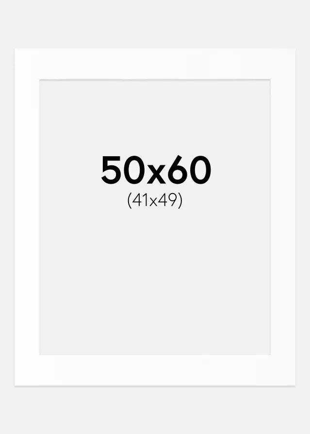 Passepartout Hvit Standard (Hvit kerne) 50x60 cm (41x49)