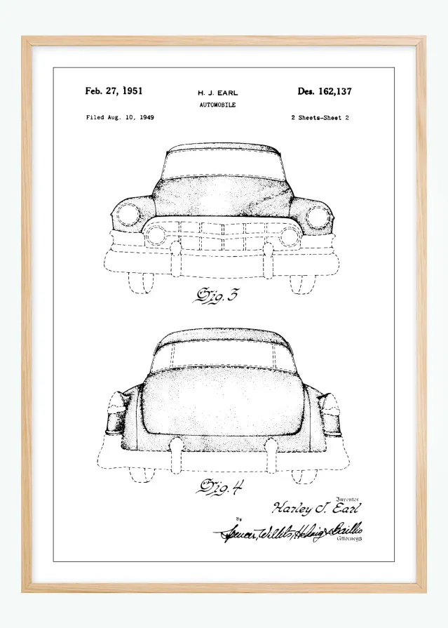 Patenttegning - Cadillac II - Poster Plakat