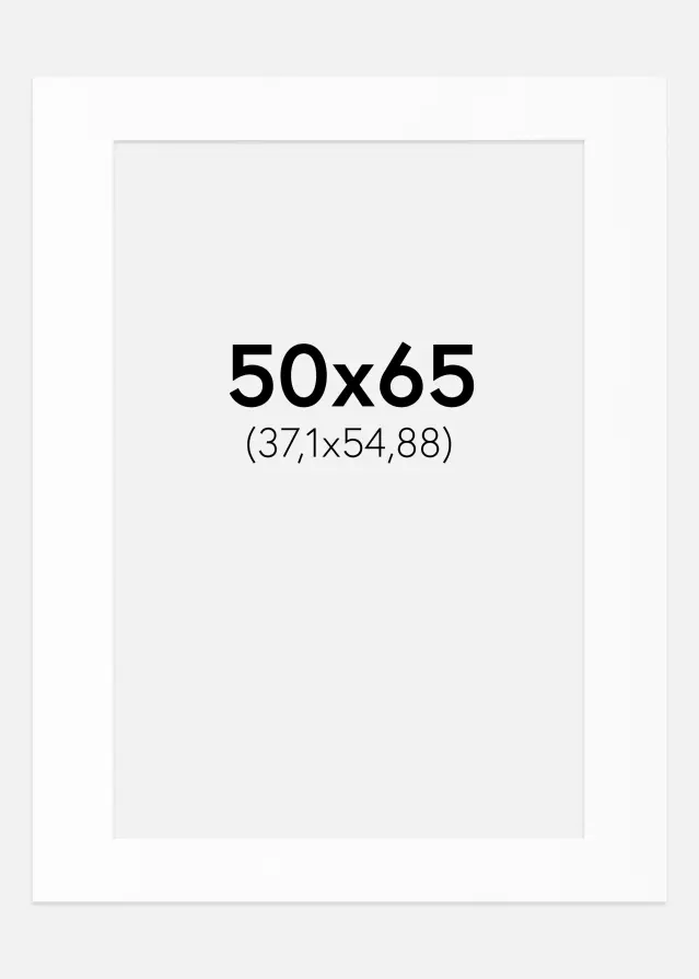 Passepartout Hvit Standard (Hvit kerne) 50x65 cm (37,1x54,88)