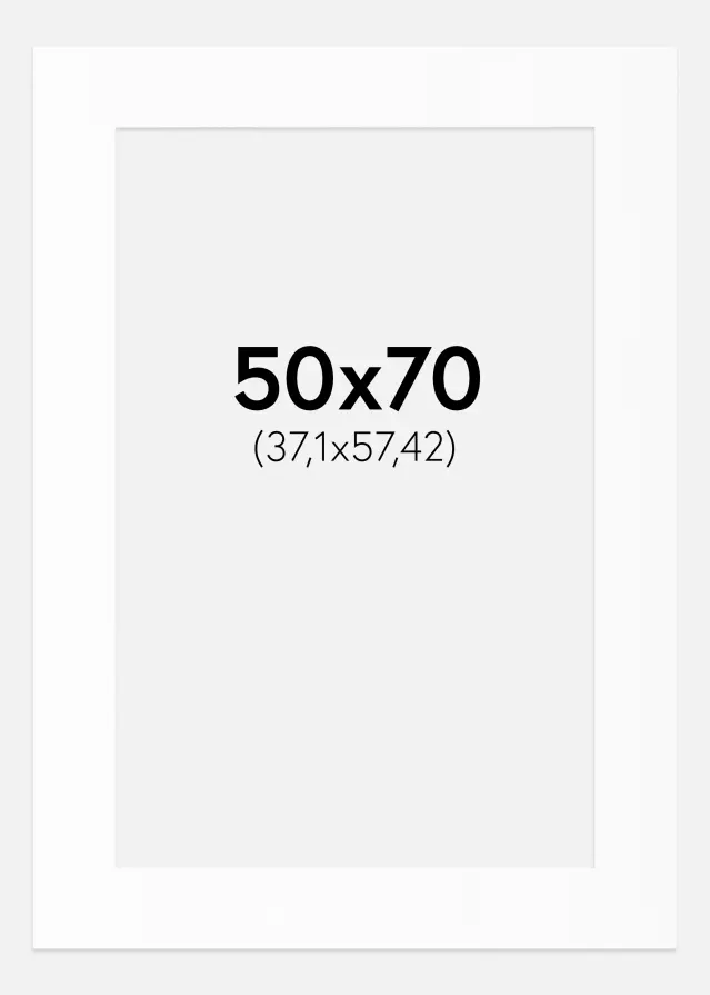 Passepartout Hvit Standard (Hvit kerne) 50x70 cm (37,1x57,42)