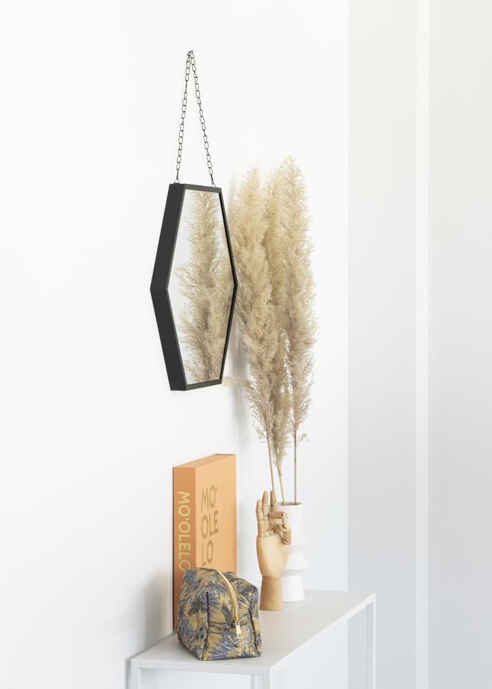 KAILA Speil Hex Chain - Svart 39x45 cm
