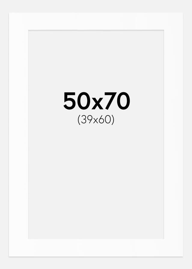 Passepartout Hvit Standard (Hvit kerne) 50x70 cm (39x60)