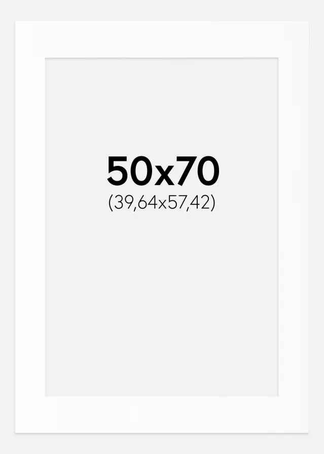 Passepartout Hvit Standard (Hvit kerne) 50x70 cm (39,64x57,42)