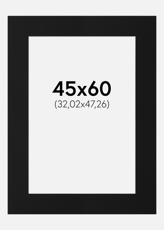 Passepartout Svart Standard (Hvit kjerne) 45x60 cm (32,02x47,26)