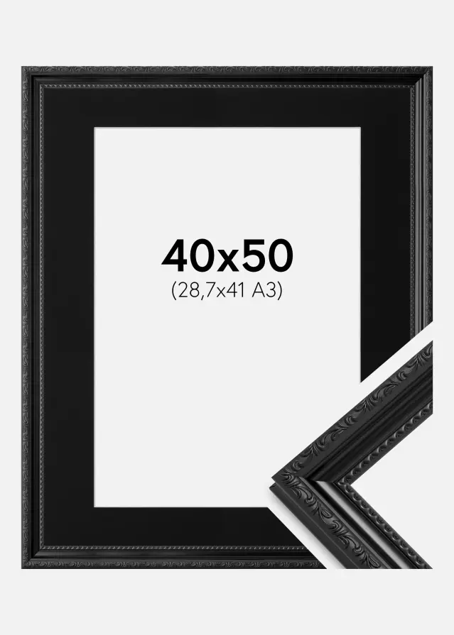 Ramme Abisko Svart 40x50 cm - Passepartout Svart 29,7x42 cm (A3)
