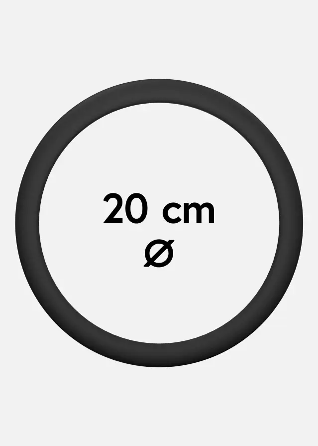 Rund Ramme Akrylglass Svart 20 cm Ø