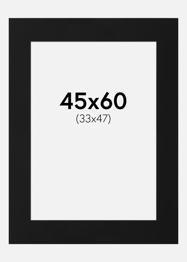 Passepartout Svart Standard (Hvit kjerne) 45x60 cm (33x47)