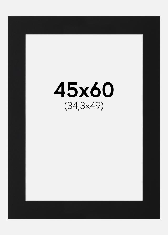 Passepartout Svart Standard (Hvit kjerne) 45x60 cm (34,3x49)