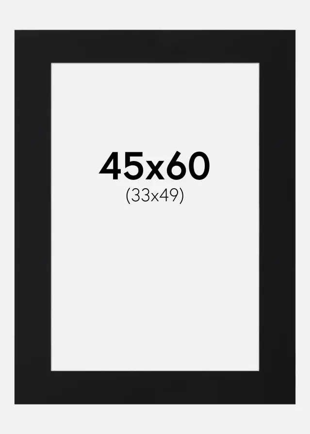 Passepartout Svart Standard (Hvit kjerne) 45x60 cm (33x49)
