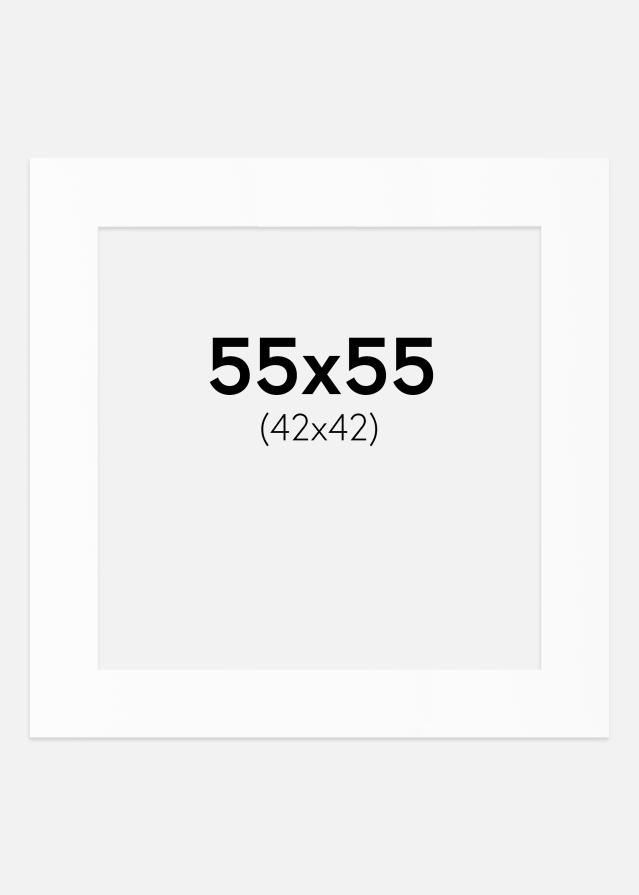 Passepartout Hvit Standard (Hvit kerne) 55x55 cm (42x42)