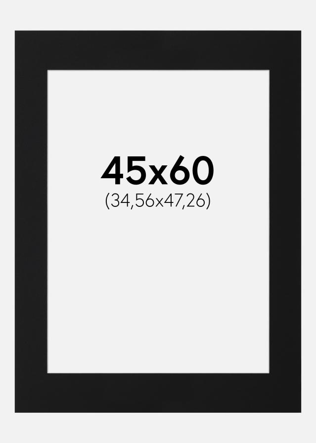 Passepartout Svart Standard (Hvit kjerne) 45x60 cm (34,56x47,26)