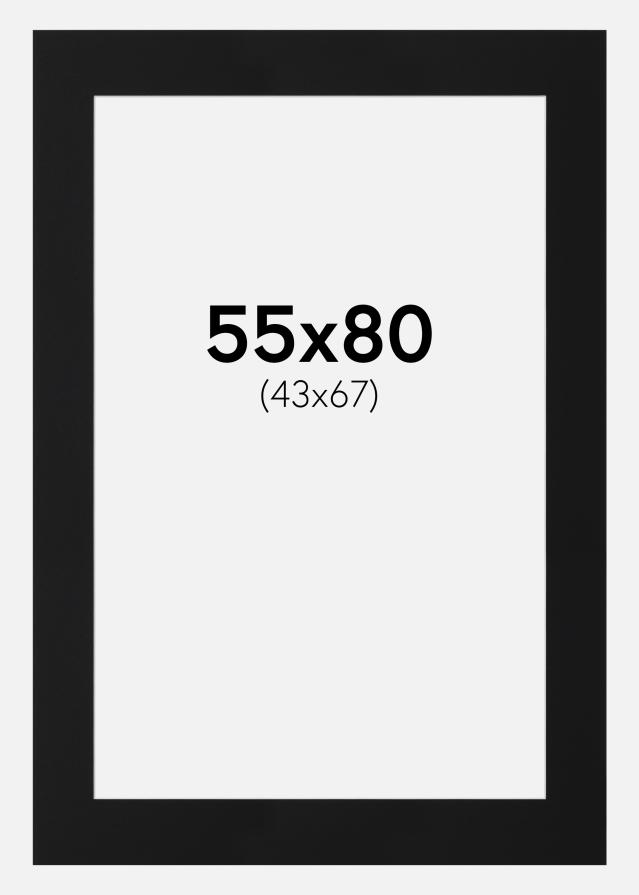 Passepartout Svart Standard (Hvit kjerne) 55x80 cm (43x67)