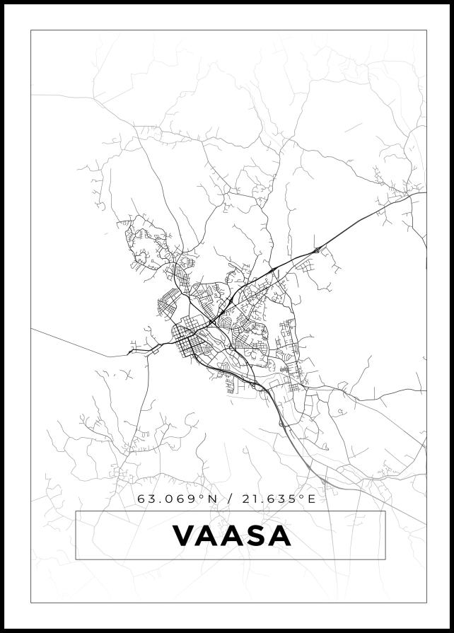 Kart - Vaasa - Hvit Plakat