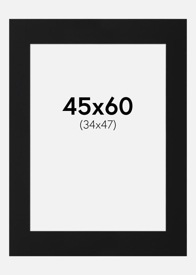 Passepartout Svart Standard (Hvit kjerne) 45x60 cm (34x47)