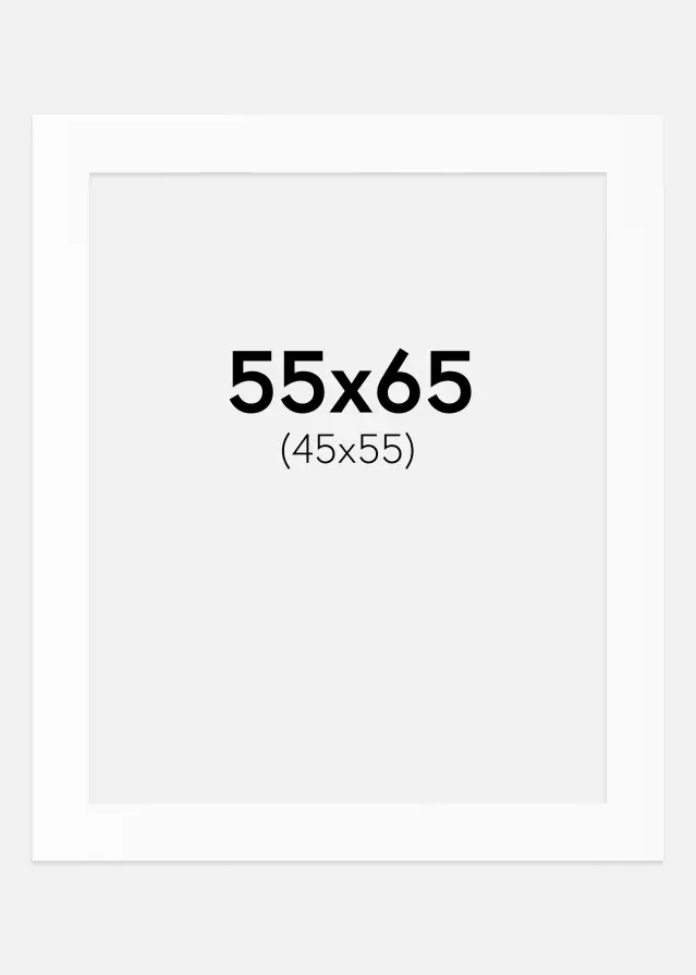 Passepartout Hvit Standard (Hvit kerne) 55x65 cm (45x55)