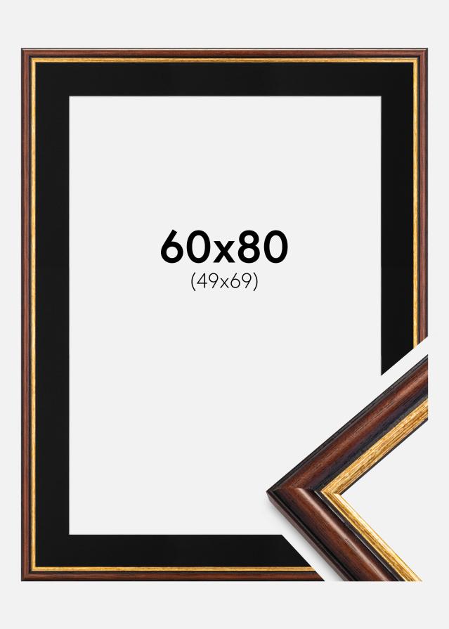 Ramme Siljan Brun 60x80 cm - Passepartout Svart 50x70 cm