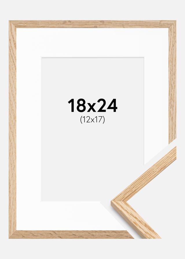 Ramme Tynn Eik 18x24 cm - Passepartout Hvit 13x18 cm