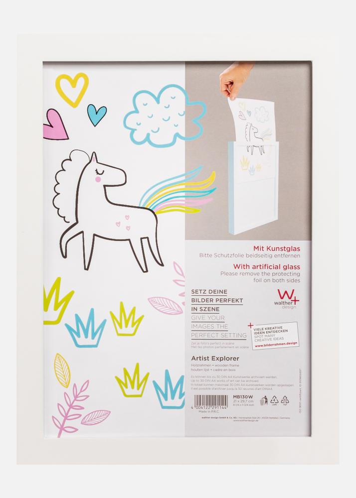 Ramme til Barnekunst Explorer Akrylglass Hvit A4